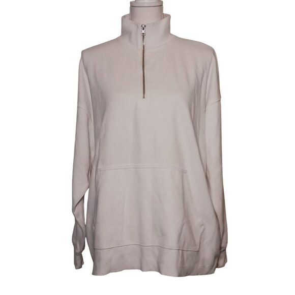 Aerie White Half-Zip Sweatshirt - Picture 2 of 13